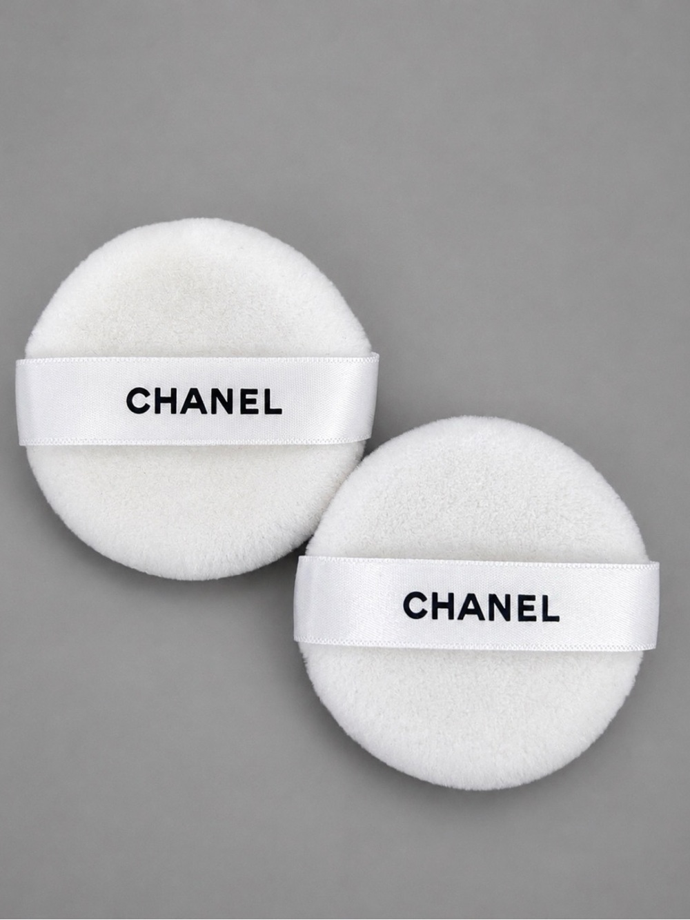 CHANEL Velour Powder Puff Set of 2 White Makeup Puff New